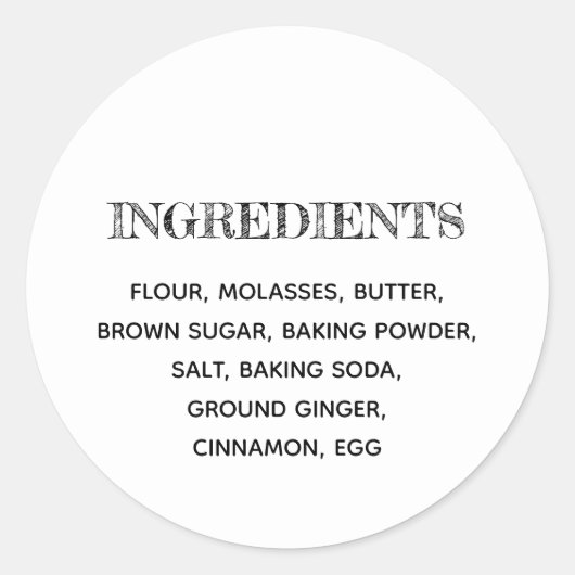 カスタム成分ジンジャーブレッド自家製クッキー ラウンドシール (正面)