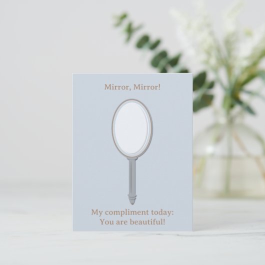 カスタム手やる気を起こさせるパーソナライズされた鏡ブルー ポストカード (スタンド正面)