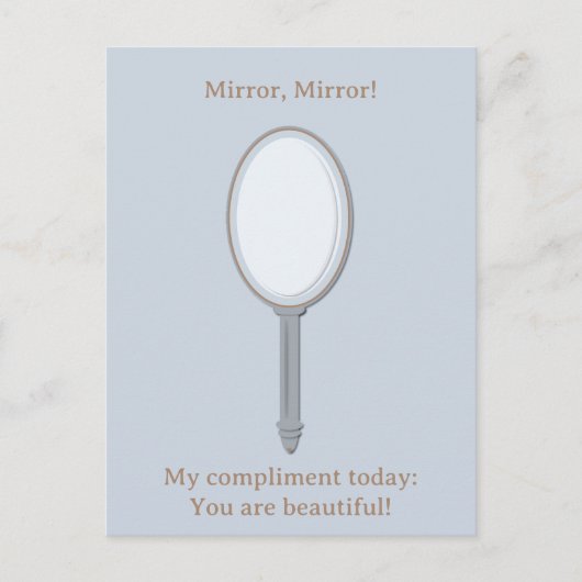 カスタム手やる気を起こさせるパーソナライズされた鏡ブルー ポストカード (正面)