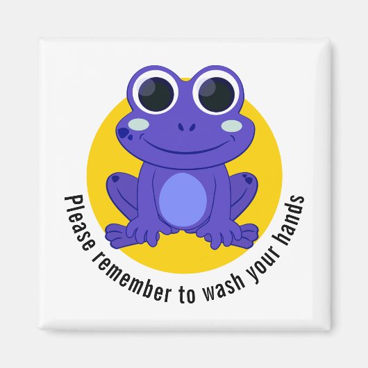 カスタム手を洗うキッズカエル マグネット (正面)