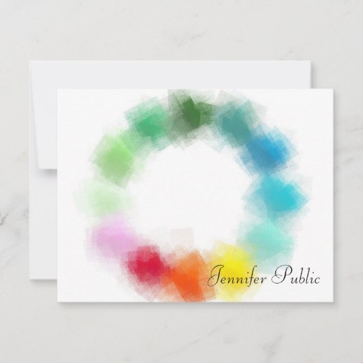 カスタム手カラフルスクリプト名文字テンプレート ノートカード (正面)