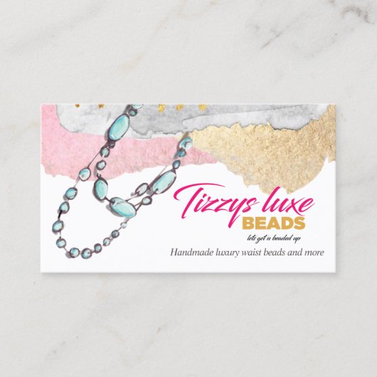 カスタム手作りエレガントビーズジュエリーV2 R1ブシ 名刺 (正面)