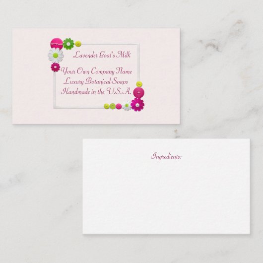 カスタム手作り高級フローラフレーム石鹸インサート 名刺 (正面/裏面)