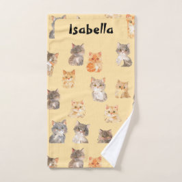 カスタム手拭 – おもしろい猫柄 ハンドタオル