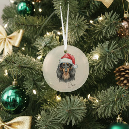 カスタム手描きダシュントポートレートと名前 ガラスオーナメント