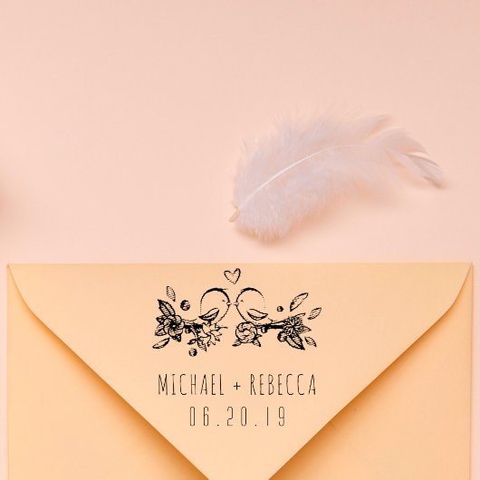 カスタム手描きラブバードの名前 ラバースタンプ