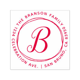 カスタム手描き円イニシャル差出人住所 セルフインキングスタンプ