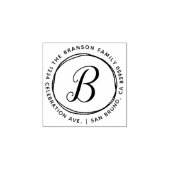 カスタム手描き円イニシャル差出人住所 ラバースタンプ (インプリント)