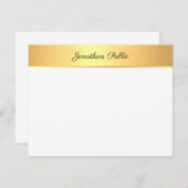 カスタム手書きエレガントスクリプト文字金ゴールドルック ノートカード (正面/裏面)