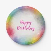 カスタム手書きカラフル文字ハッピーバースデー ペーパープレート (正面)
