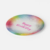 カスタム手書きカラフル文字ハッピーバースデー ペーパープレート (アングル)