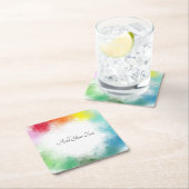 カスタム手書きスクリプカラフルトモダンテンプレート スクエアペーパーコースター (インサイチュ)