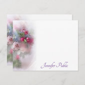 カスタム手書きスクリプト名Waterカラーバラ ノートカード (正面/裏面)