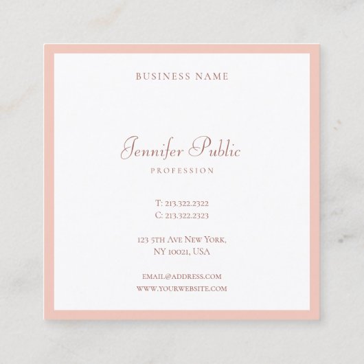 カスタム手書きスクリプモダントエレガントシンプル スクエア名刺 (裏面)