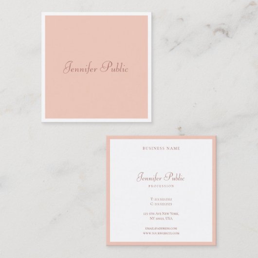 カスタム手書きスクリプモダントエレガントシンプル スクエア名刺 (正面/裏面)