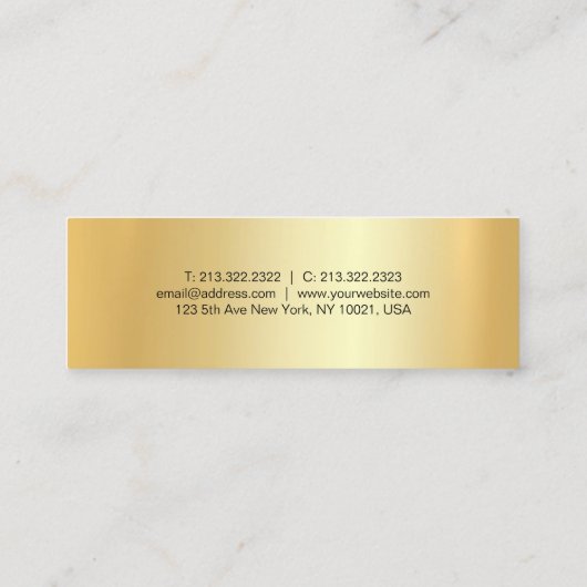 カスタム手書きスクリプモダントエレガント金ゴールド スキニー名刺 (裏面)