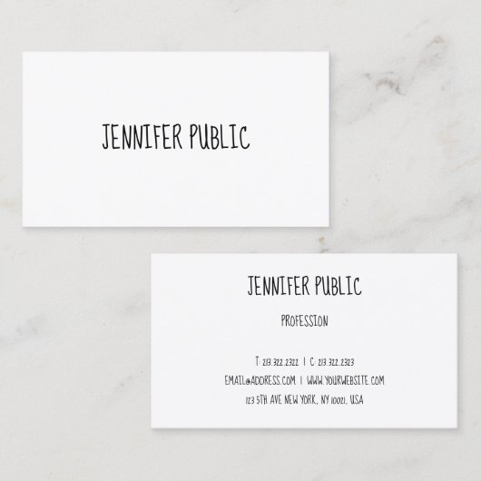 カスタム手書きテンプレートモダンエレガントシンプル 名刺 (正面/裏面)