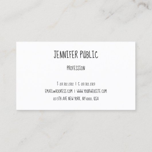 カスタム手書きテンプレートモダンエレガントシンプル 名刺 (裏面)