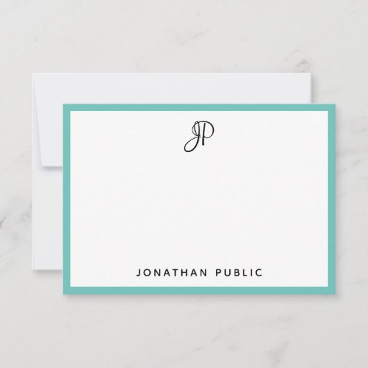 カスタム手書きモノグラムシンプルテンプレート ノートカード (正面)