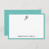 カスタム手書きモノグラムシンプルテンプレート ノートカード (正面/裏面)