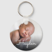 カスタム手書き名かわいらしベビー写真 キーホルダー (裏面)