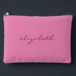 カスタム手書き名前文字ピンクエレガントラージ アクセサリーポーチ<br><div class="desc">カスタムテンプレートモダン名または文字のアップロード画像プリントアクセサリー/バッグと財布/化粧品&化粧品バッグ/ピンク無地の色の大きなアクセサリーパウチ。</div>