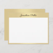 カスタム手書き金ゴールドスクリプト文字パーソナライズされた ノートカード (正面/裏面)