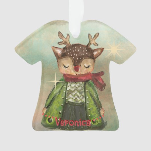 カスタム手絵を描鹿の写真キッズ オーナメント (正面)