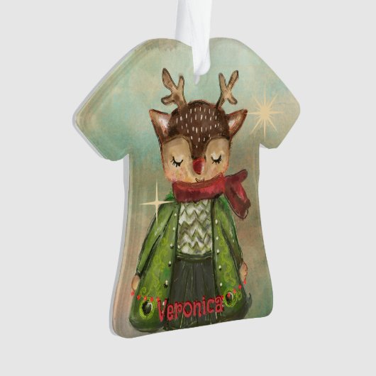 カスタム手絵を描鹿の写真キッズ オーナメント (正面)