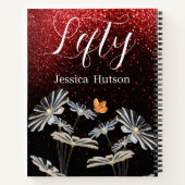 カスタム手離れ渡しグリッターフローラ名ギフト女の子 ノートブック (裏面)