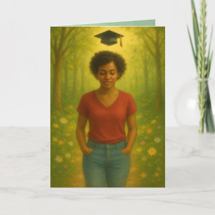 カスタム折り畳み卒業カードブラック雌短 サンキューカード