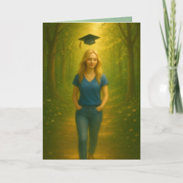 カスタム折り畳み卒業カード女性金髪 サンキューカード