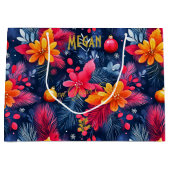 カスタム抱き枕フローラ付きクリスマス大鮮やか ラージペーパーバッグ (正面)