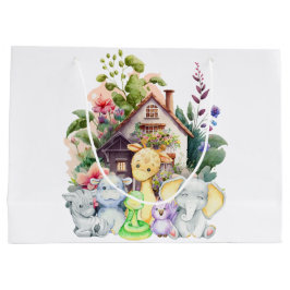 カスタム抱き枕 |かわいい動物とハッピーハウス ラージペーパーバッグ