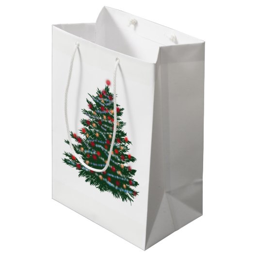 カスタム抱き枕 – 中，マットホリデーツリー ミディアムペーパーバッグ (正面アングル)