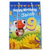 カスタム抱き枕:男の子9歳の誕生日 ミディアムペーパーバッグ (正面)