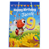 カスタム抱き枕：男の子9歳の誕生日 ミディアムペーパーバッグ (裏面)