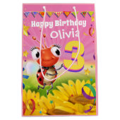 カスタム抱き枕(3歳の誕生日) ミディアムペーパーバッグ (正面)