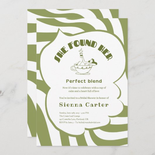 カスタム抹茶ブライダル招待状 – 編集可能テンプレート 招待状 (正面/裏面)