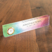 カスタム抽象芸術アモダンートレッドグリーン デスクネームプレート (側面)