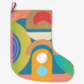 カスタム抽象芸術アールデコモダン ラージクリスマスストッキング (正面)