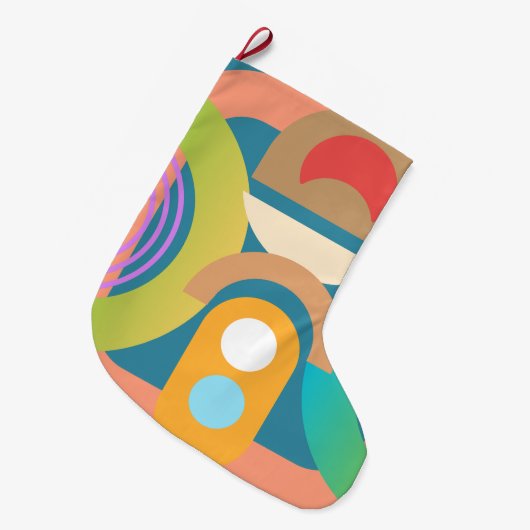 カスタム抽象芸術アールデコモダン ラージクリスマスストッキング (正面 (吊り時))