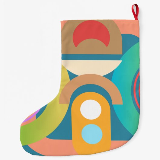カスタム抽象芸術アールデコモダン ラージクリスマスストッキング (裏面)