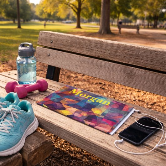カスタム抽象芸術ジオグラフィクススポーツ ハンドタオル