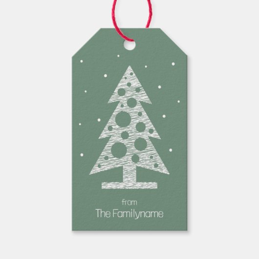 カスタム抽象芸術ツリー付きクリスマスギフトラベル ギフトタグ (正面)