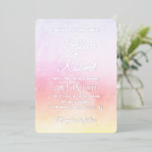 カスタム抽象芸術トレンディーモダンパステル結婚ズ 箔招待状 (立ち正面)