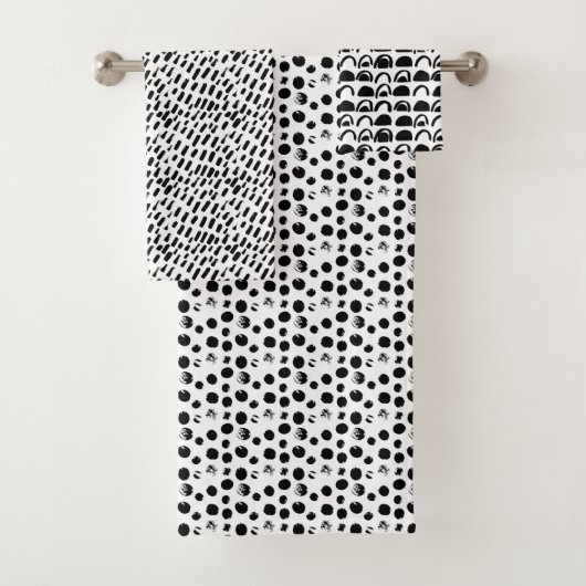 カスタム抽象芸術パターン白黒 バスタオルセット (インサイチュ)