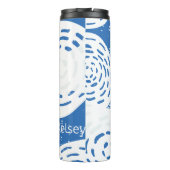 カスタム抽象芸術ブルーと白の円ループ タンブラー (裏面)