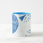カスタム抽象芸術ブルーと白の円ループ マグカップ (中央)