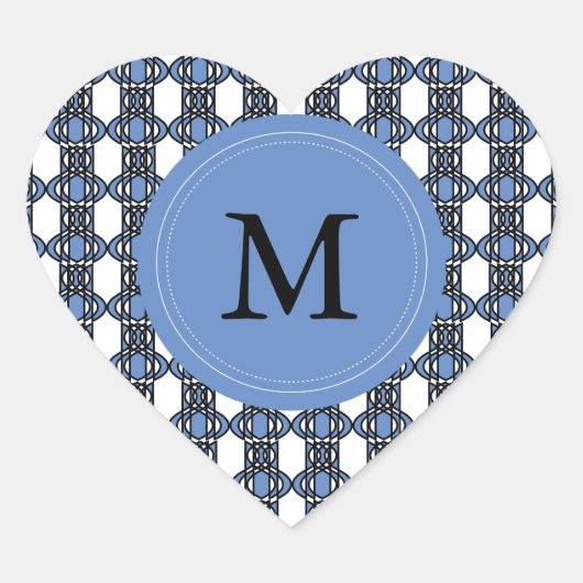 カスタム抽象芸術ブルースカラブパターンモノグラム ハートシール (正面)